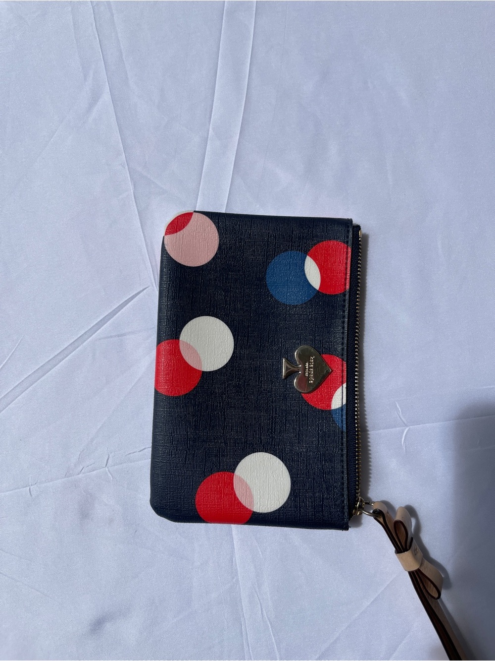 kate spade Navy Polka Dot Zip Wristlet with Red, White & Blue Accents